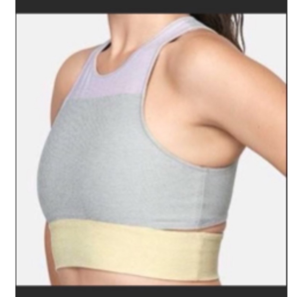Outdoor Voices Tri-tone Slashback Crop Top - Yellow Purple XSmall